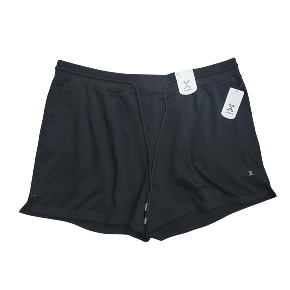 Xersion Womens 2X Black Drawstring Athletic Shorts Cotton/Polyester Blend